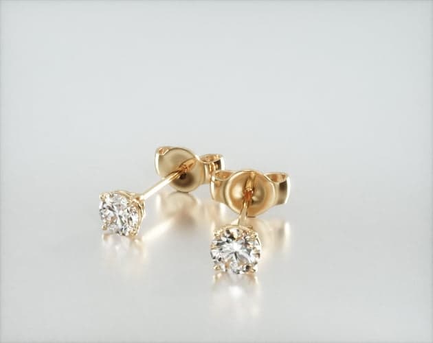 14K Yellow Gold Four Prong Round Brilliant Lab Created Diamond Stud Earrings (0.25 CTW - F-G / VS2-SI1)