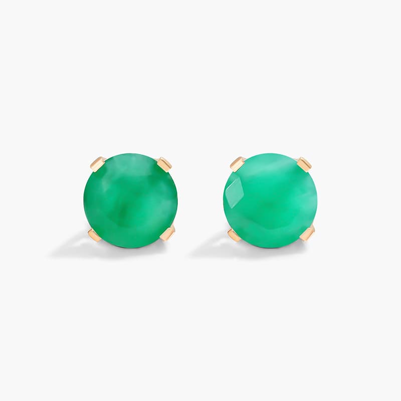 14K Yellow Gold Emerald Birthstone Earrings