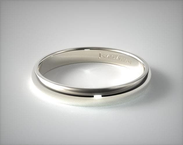 14K White Gold 4mm Low Dome Wedding Ring