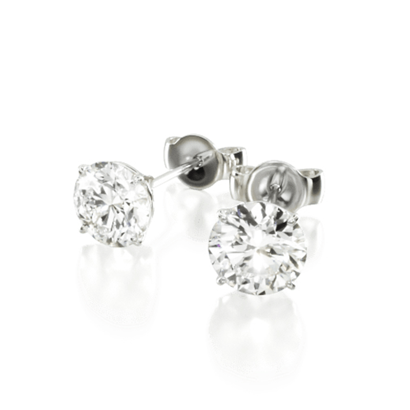 18K White Gold Four Prong Stud Earrings (Mounting)