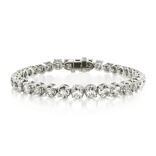 14K White Gold Four Prong Lab Created Diamond Tennis Bracelet (4.00 CTW - F-G / VS2-SI1)