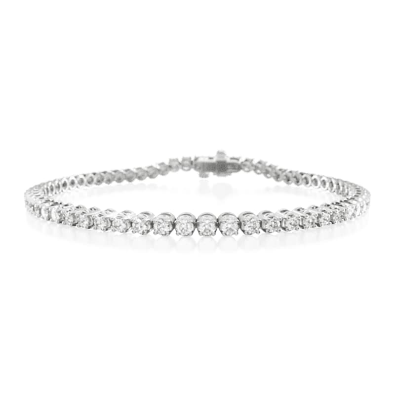 14K White Gold Four Prong Lab Created Diamond Tennis Bracelet (3 CTW - F-G / VS2-SI1)