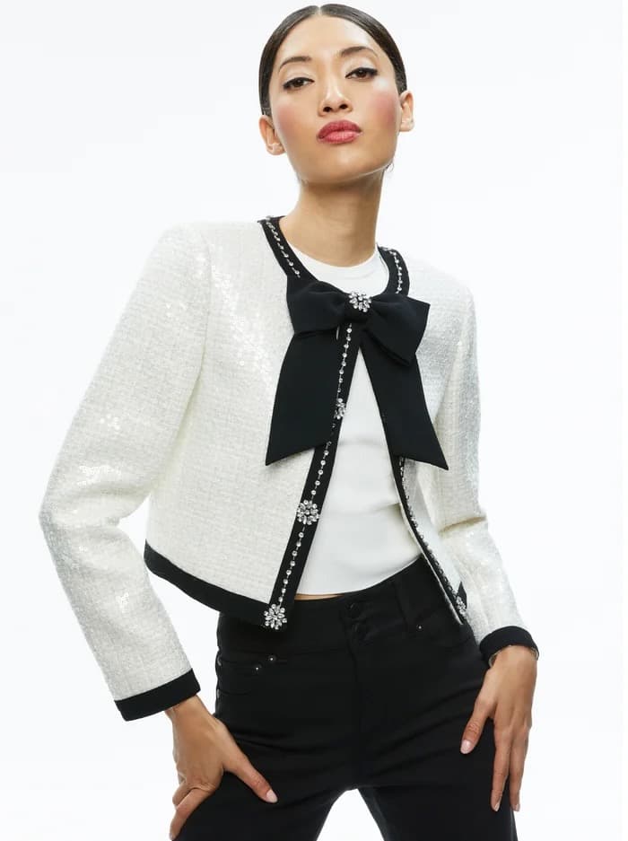 Gwyneth Embellished Cropped Bow Jacket