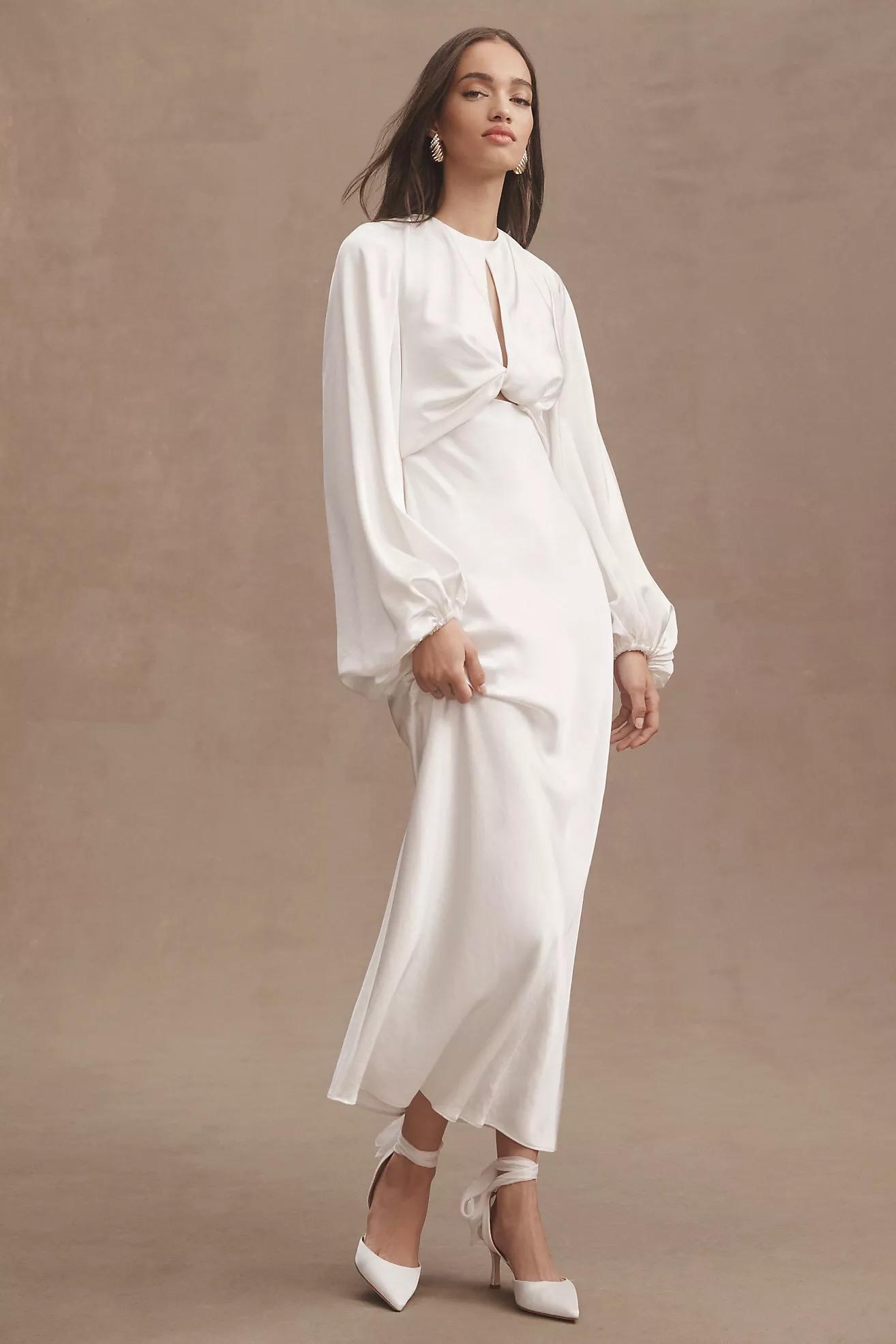 Demi Long Sleeve Open-Back Midi Dress