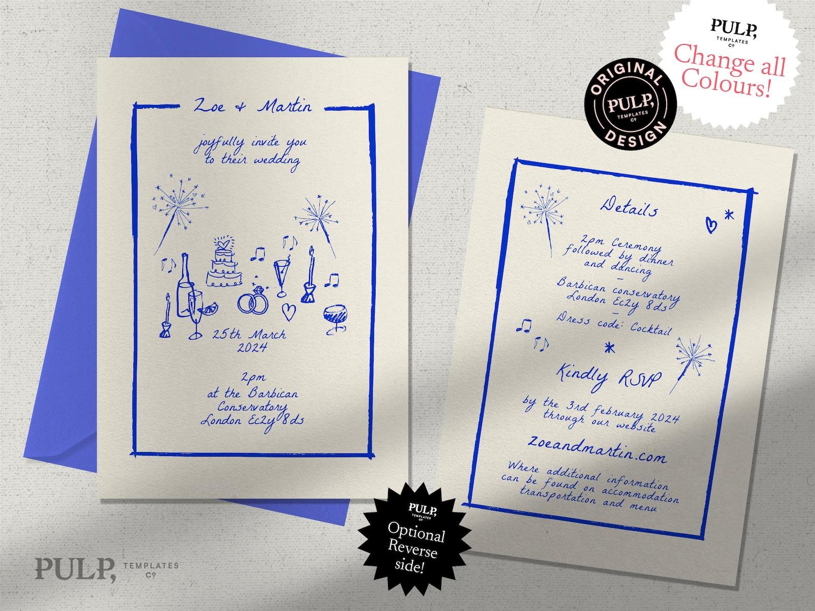 Whimsical Wedding Doodle Stationary