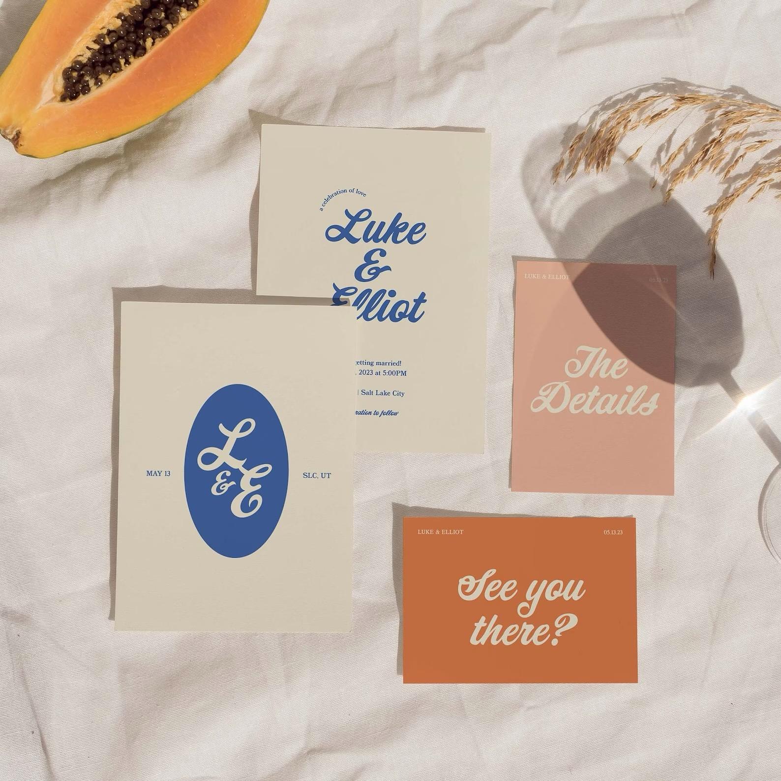 Colorful Retro Wedding Stationary