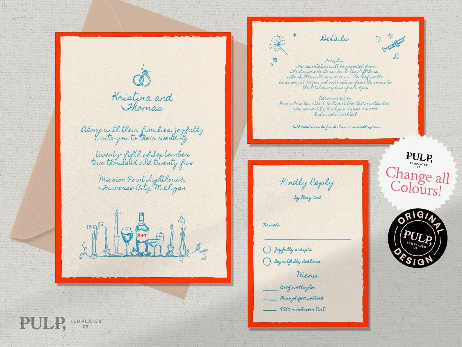 Funk Doodle Wedding Stationary