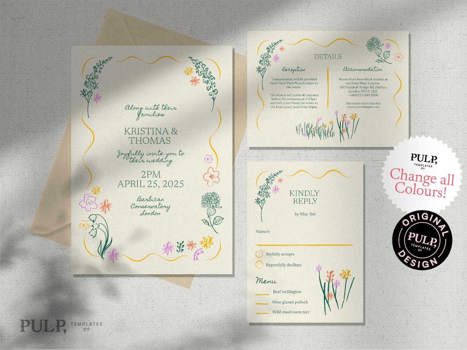 Light Floral Wedding Stationary