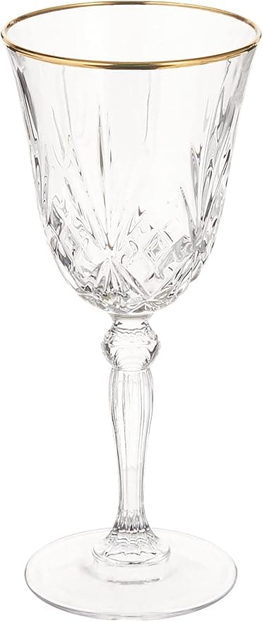 Red Wine Glass with Gold Band Design
