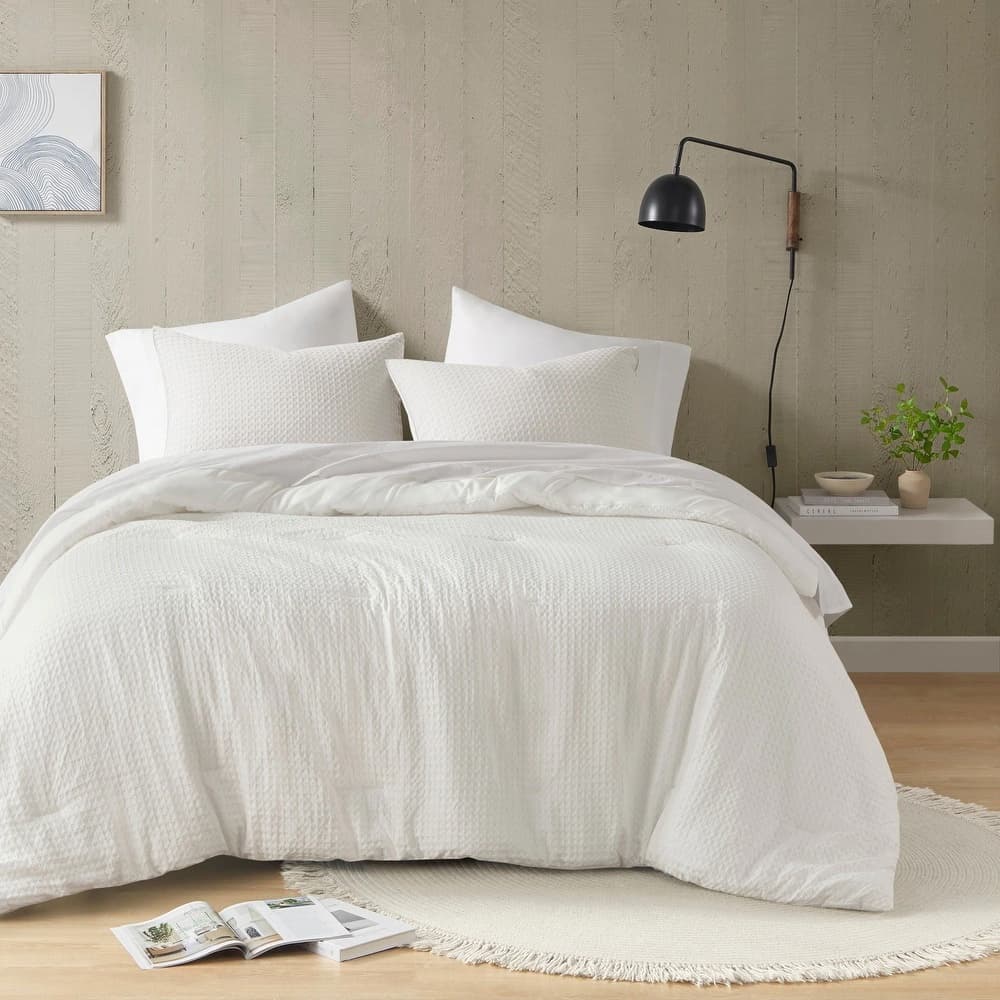 Hanna Modern Boho Waffle Weave Textured Comforter Set