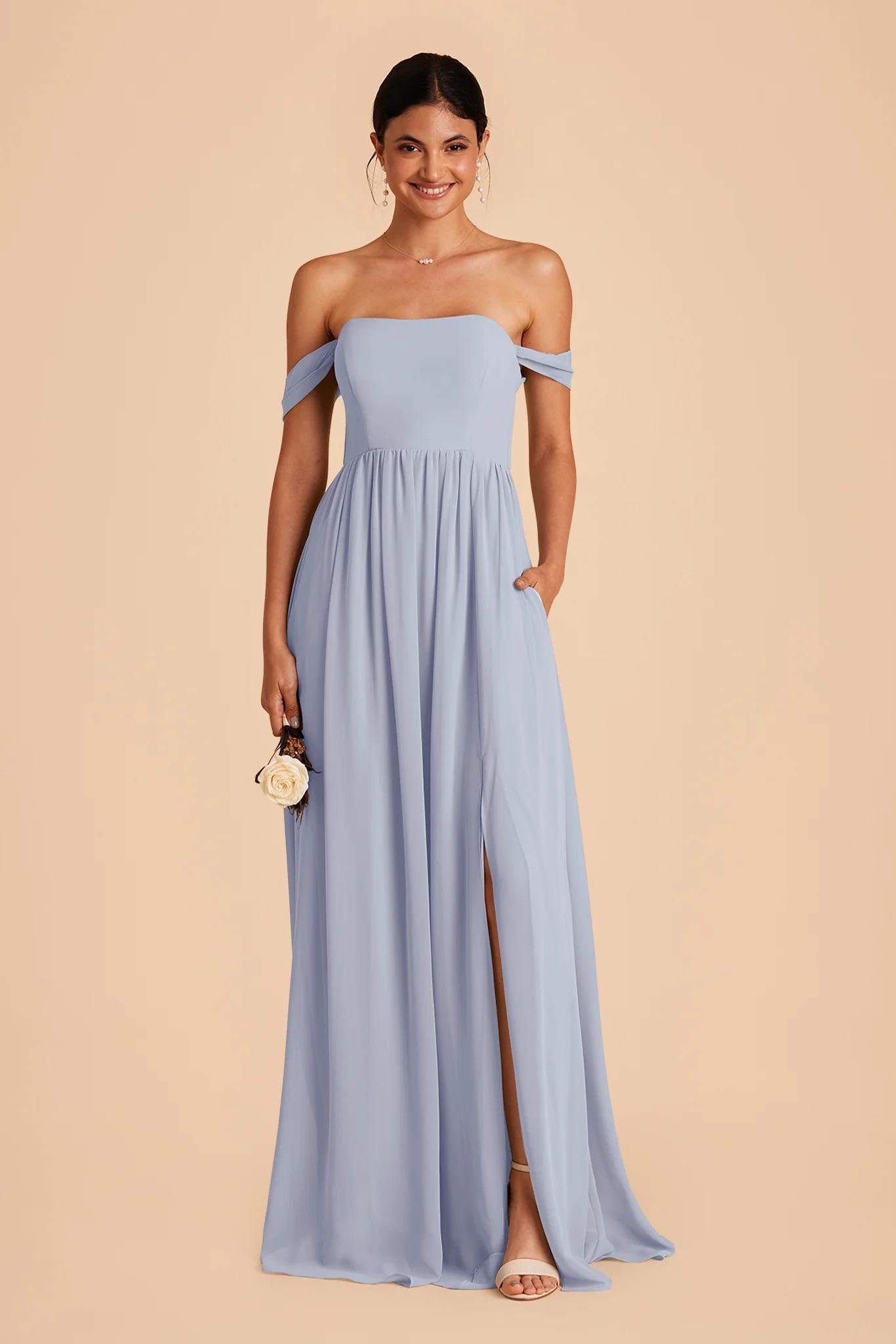 August Chiffon Dress in Dusty Blue