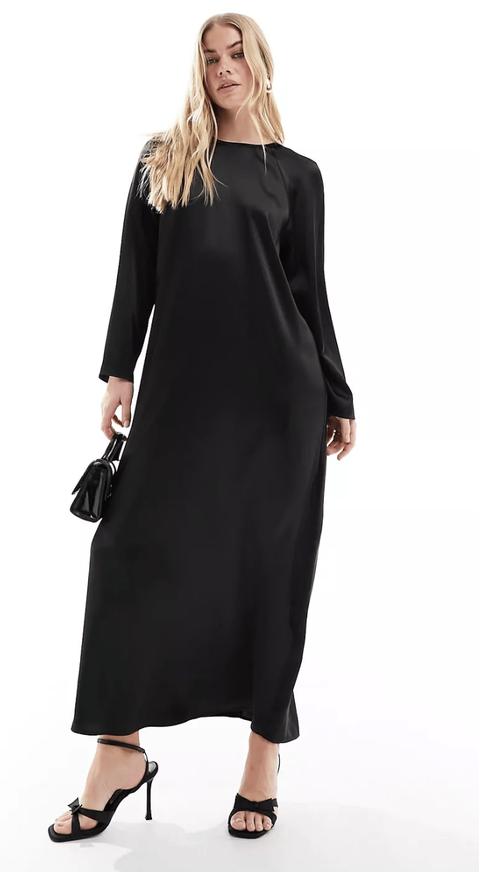 Satin Crew Neck Oversized Dress
