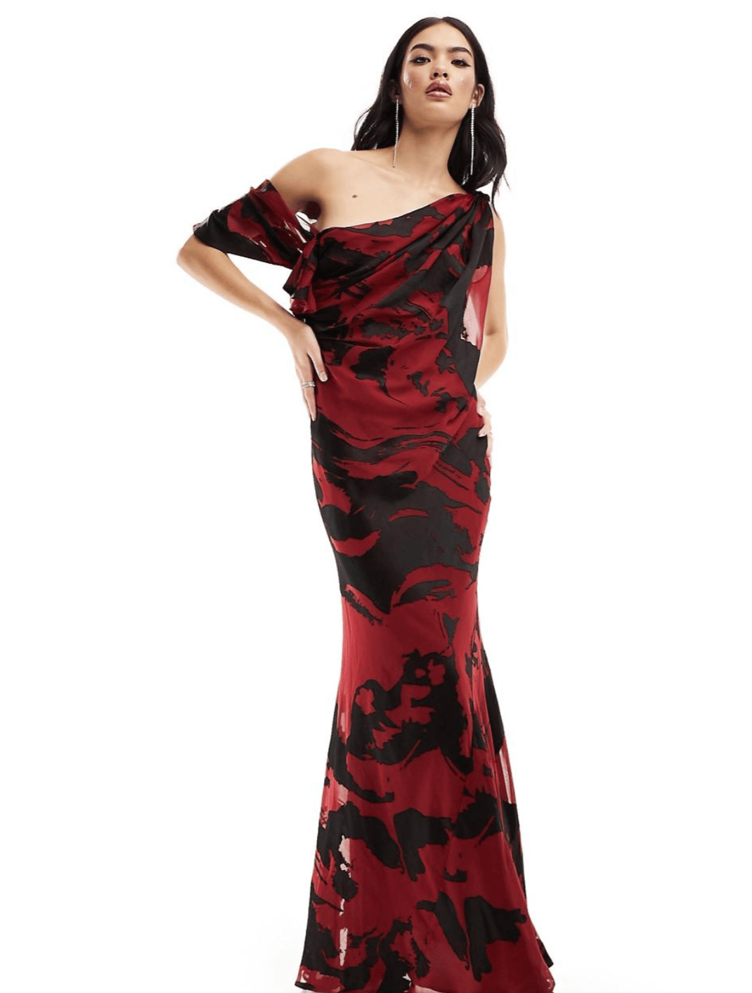 Fallen Shoulder Draped Dress