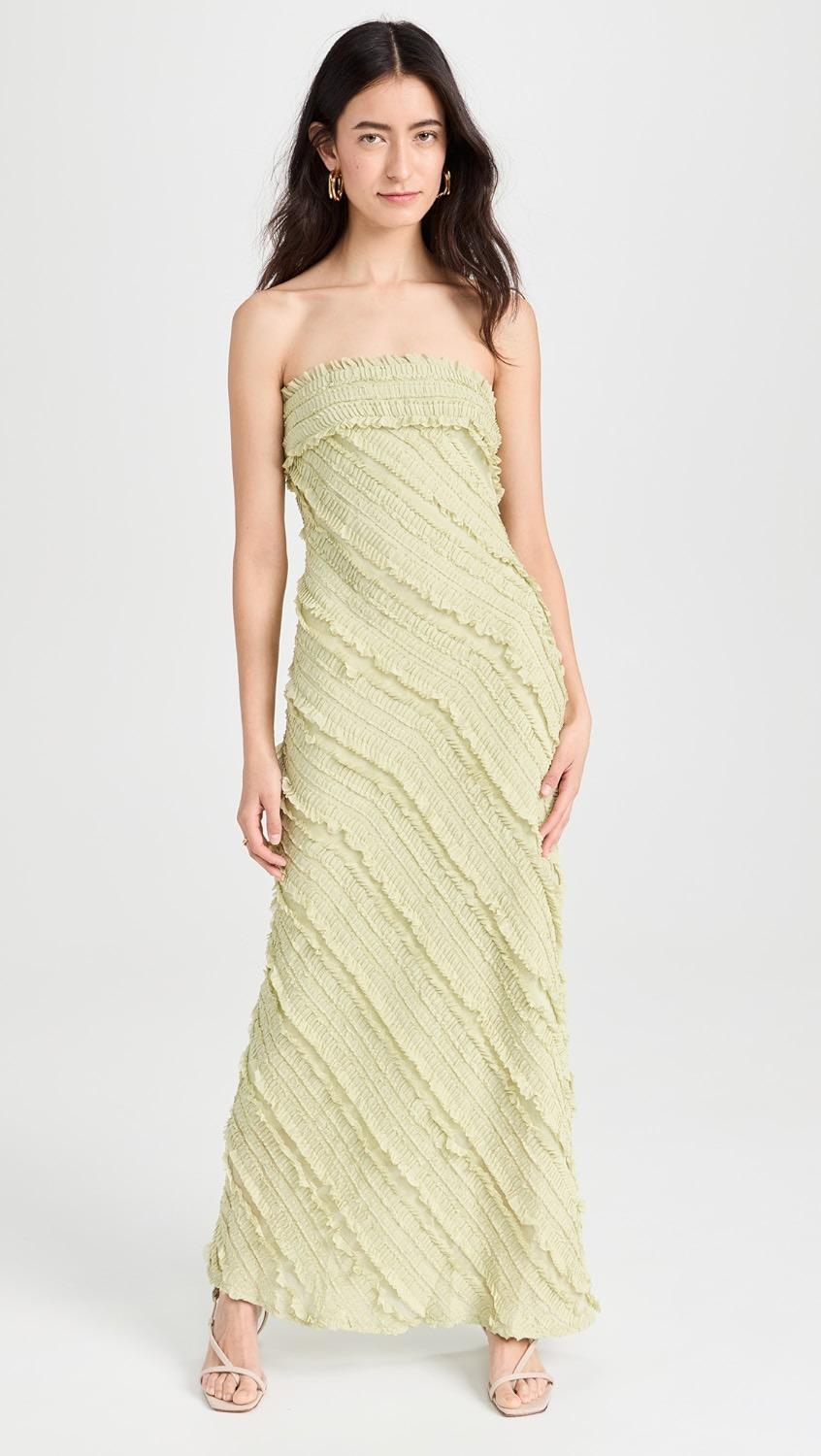 Strapless Ruffle Maxi Dress