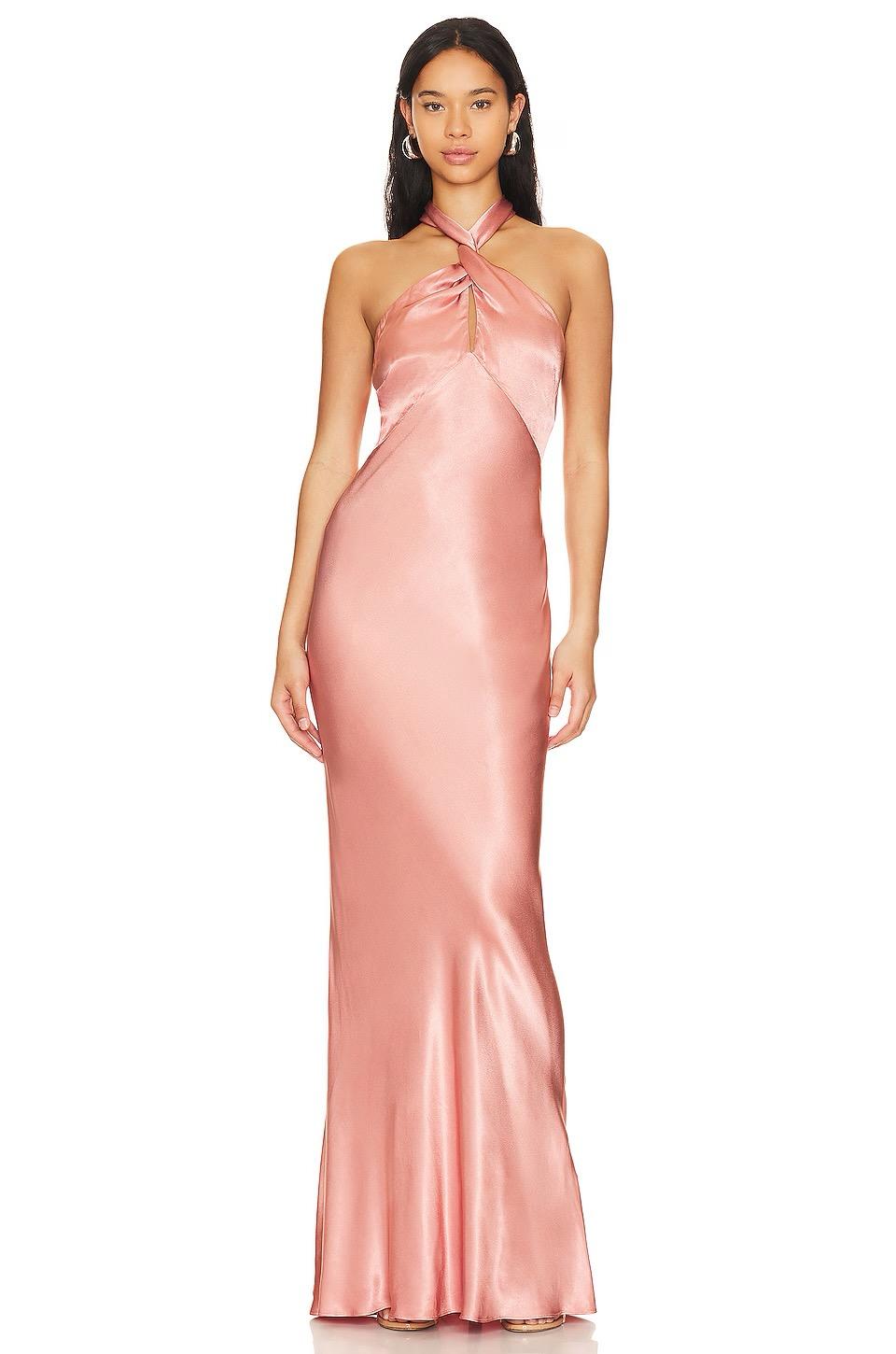 La Lune High Neck Twist Maxi Dress