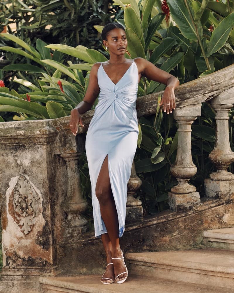 Draped Twist-Front Maxi Dress