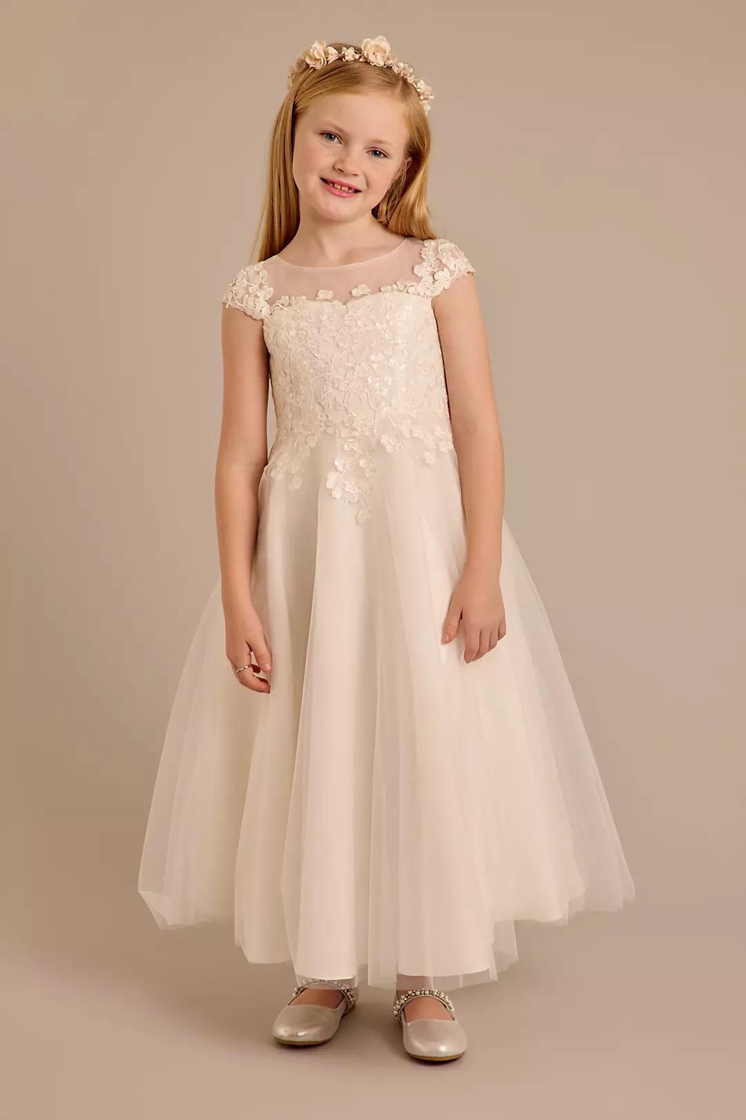 Tulle Flower Girl Dress with Lace Appliques