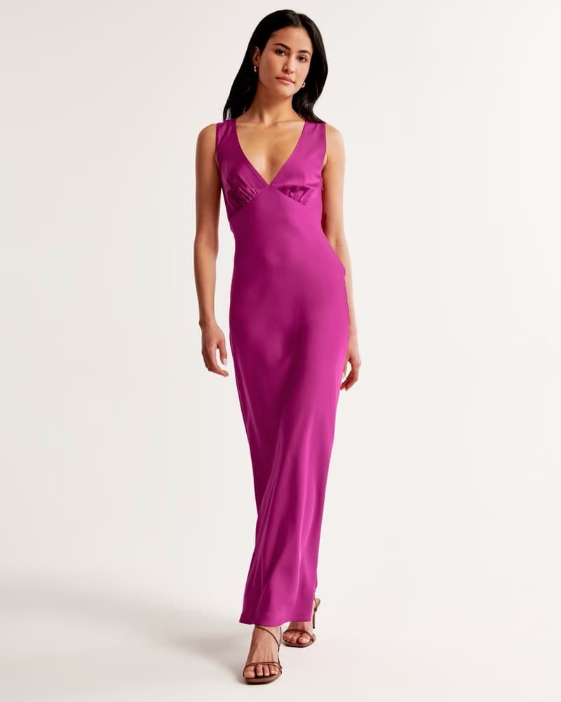 Plunge Cowl Back Maxi Dress