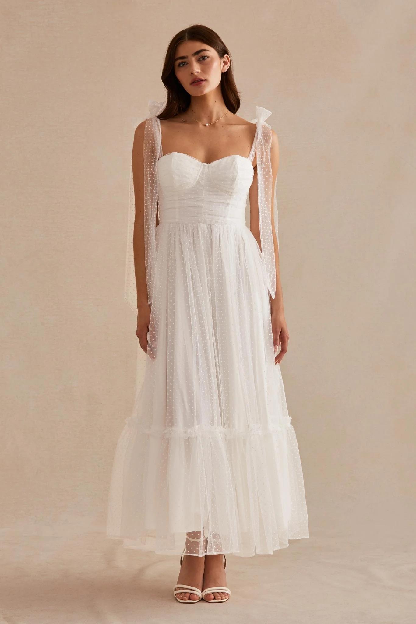 Charli Mesh Corset Dress in White