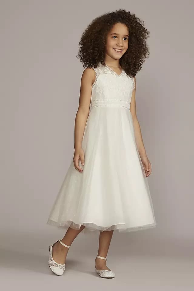 Sparkle Lace Bodice Flower girl Dress