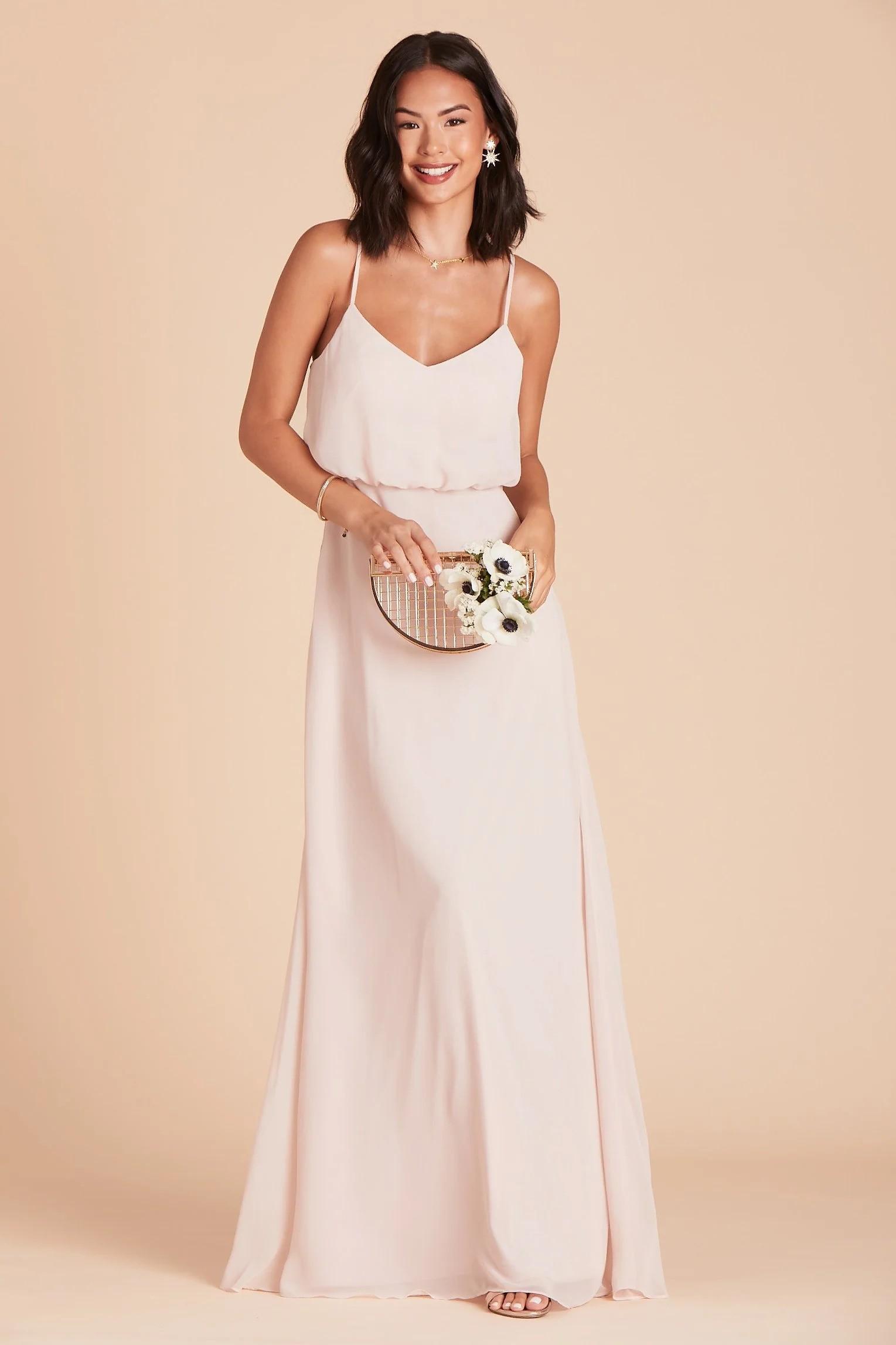 Gwennie Chiffon Dress in Pale Blush
