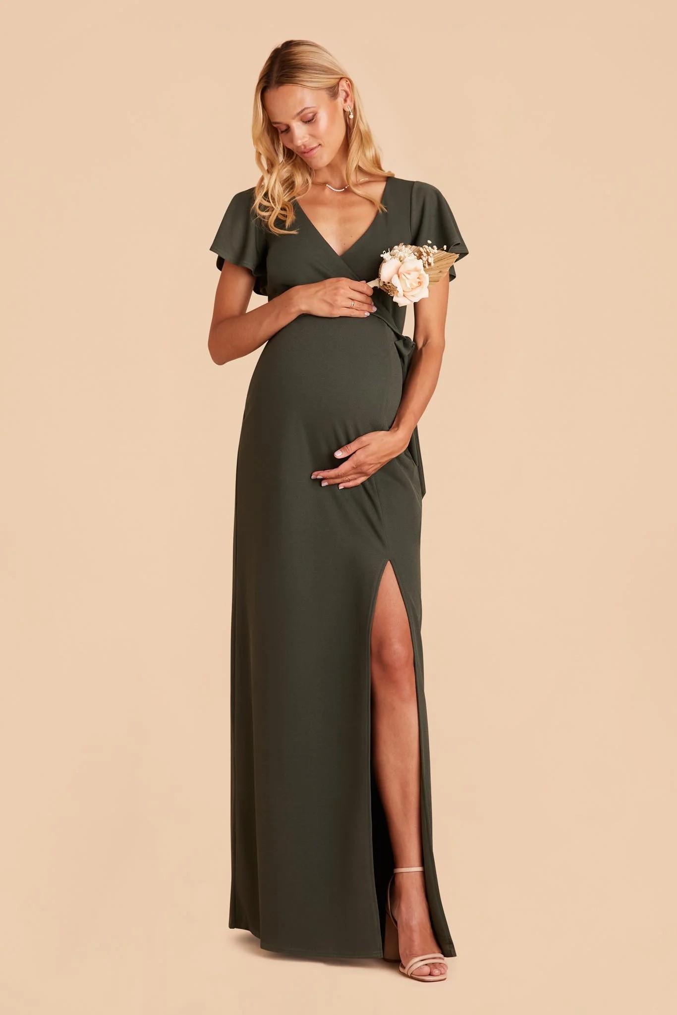 Yolanda Crepe Dress in Olive