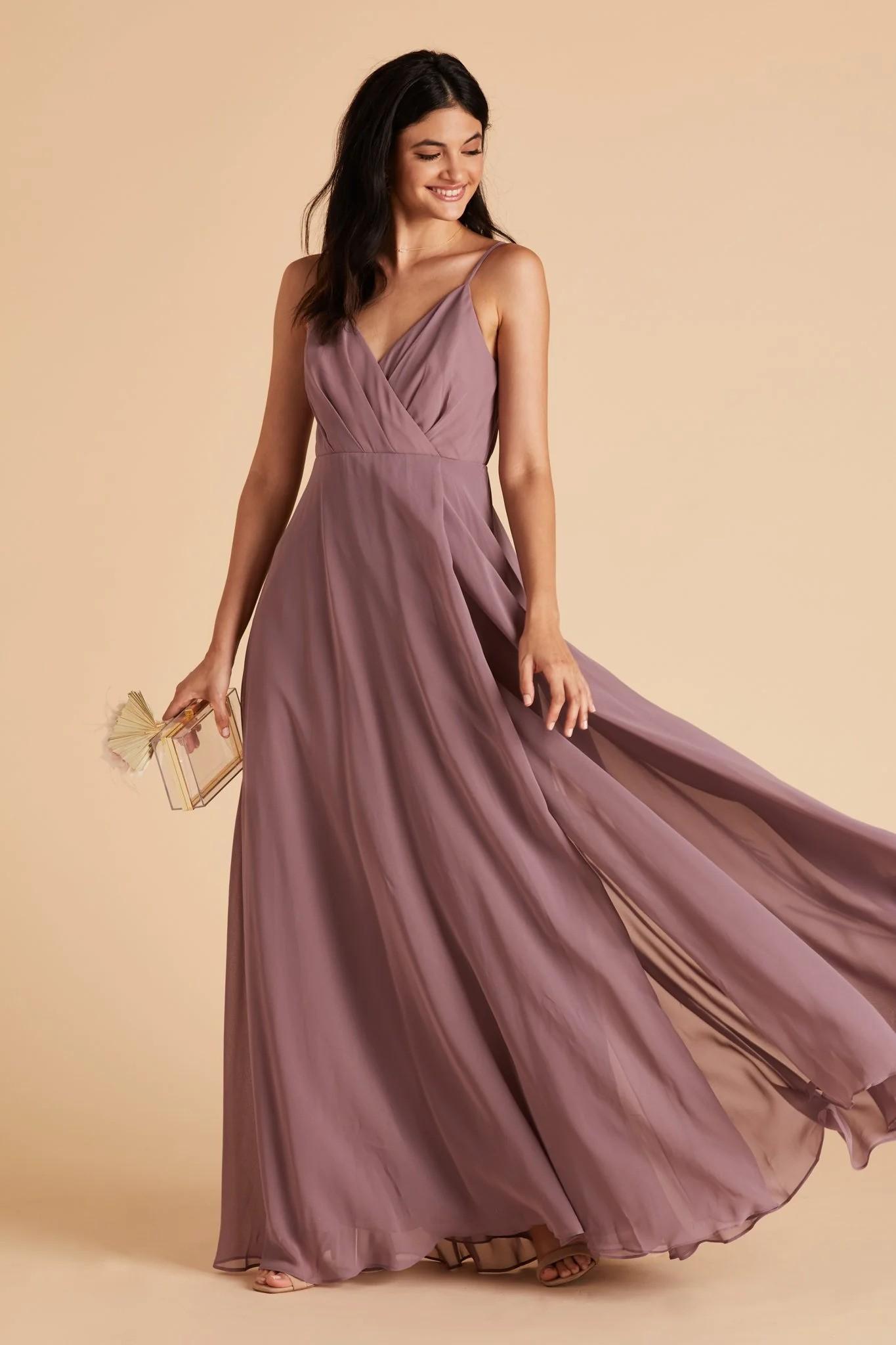 Kaia Chiffon Dress in Dark Mauve