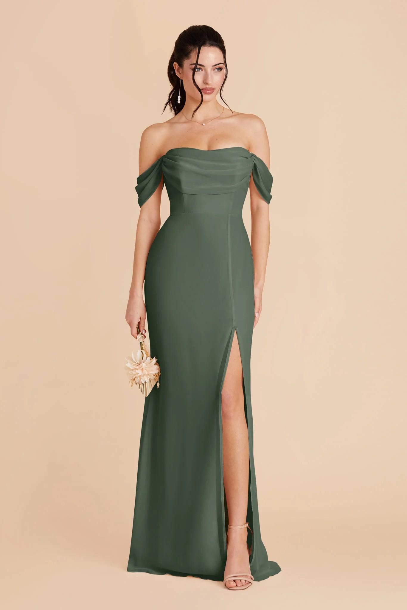 Mira Chiffon Dress in Eucalyptus