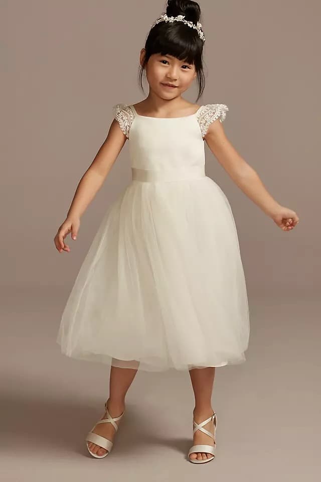 Crochet Cap Sleeve Ruffle Flower Girl Dress