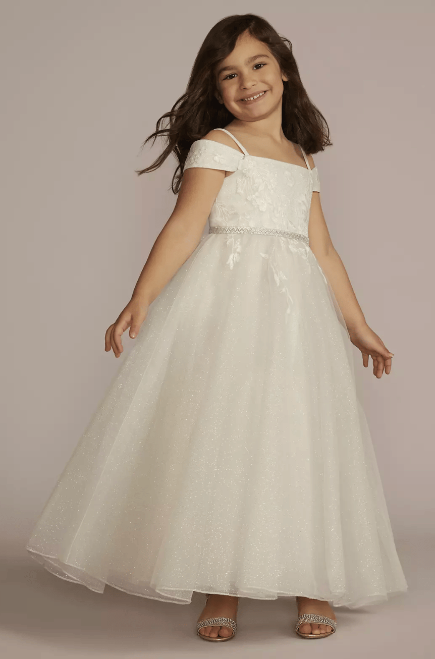 Sparkle Organza Flower Girl Dress with Applique