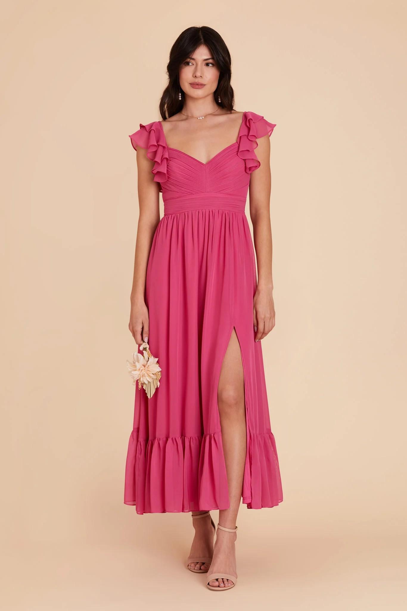 Michelle Chiffon Dress in Fuchsia