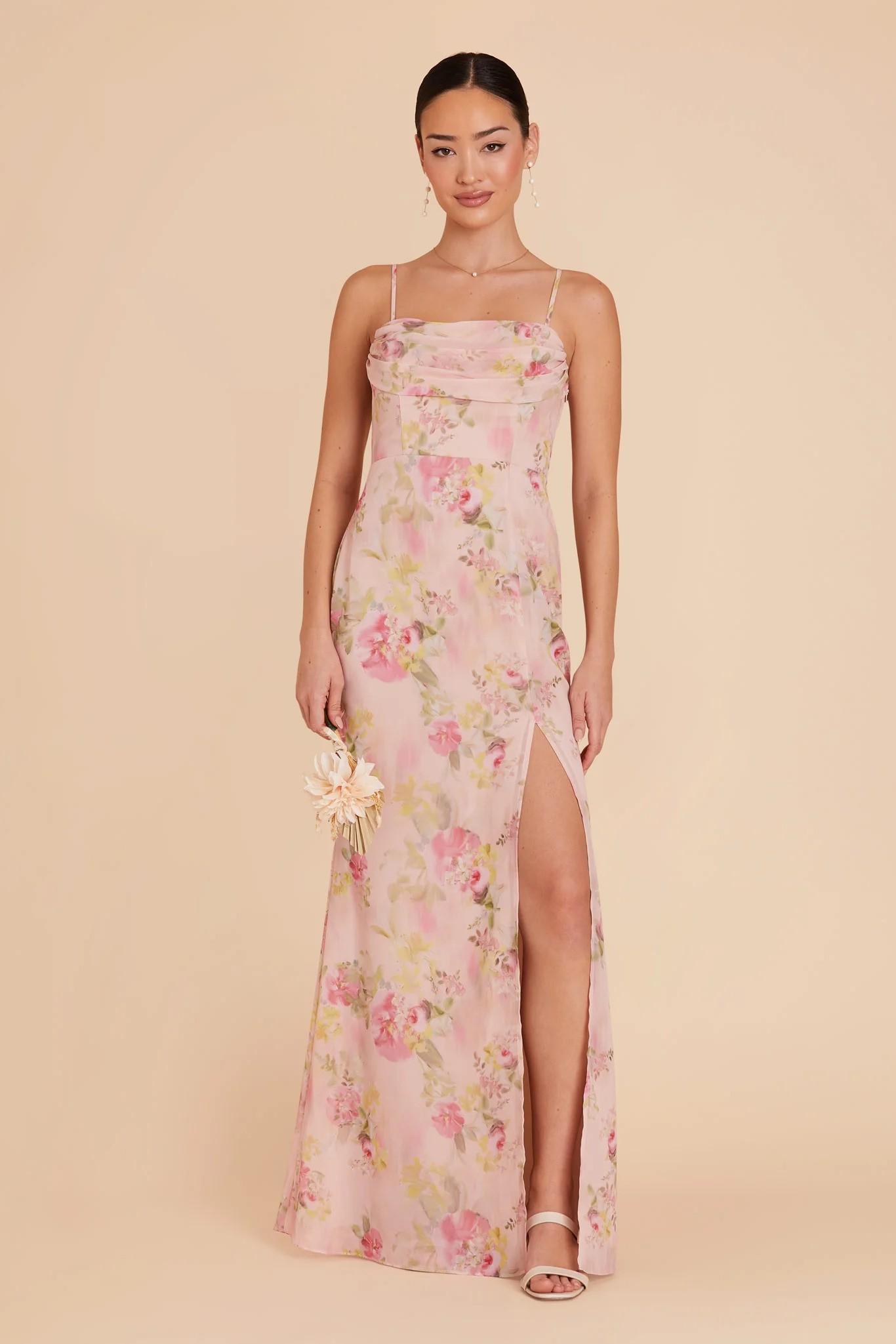 Mira Chiffon Dress in Vintage Pink Floral