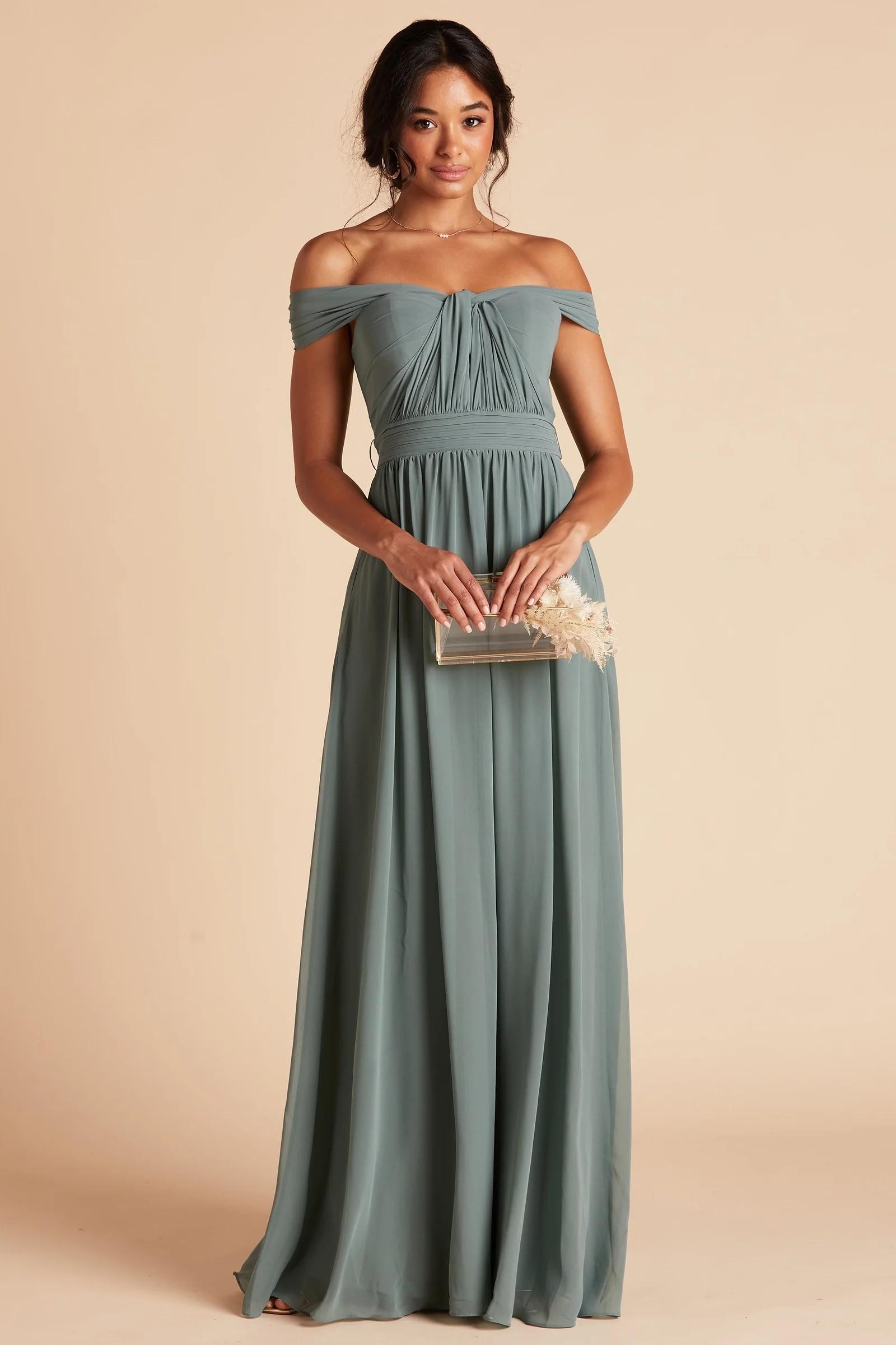 Grace Chiffon Dress in Sea Glass