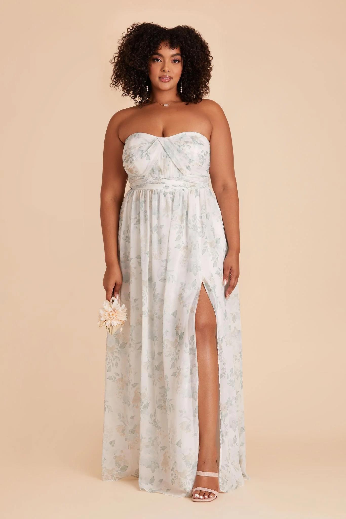 Grace Chiffon Dress in Sage Spring Garden