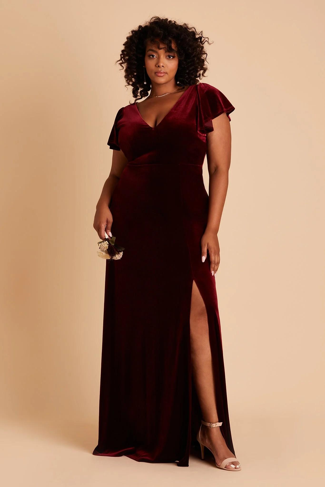 Hannah Velvet Dress in Cabernet