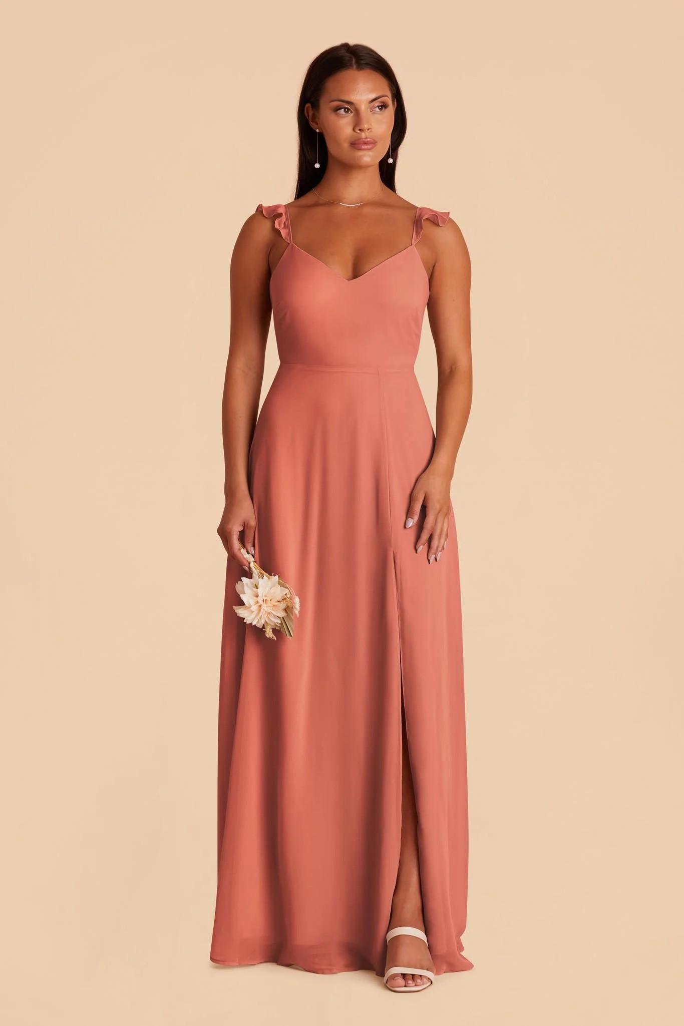 Doris Chiffon Dress in Terracotta