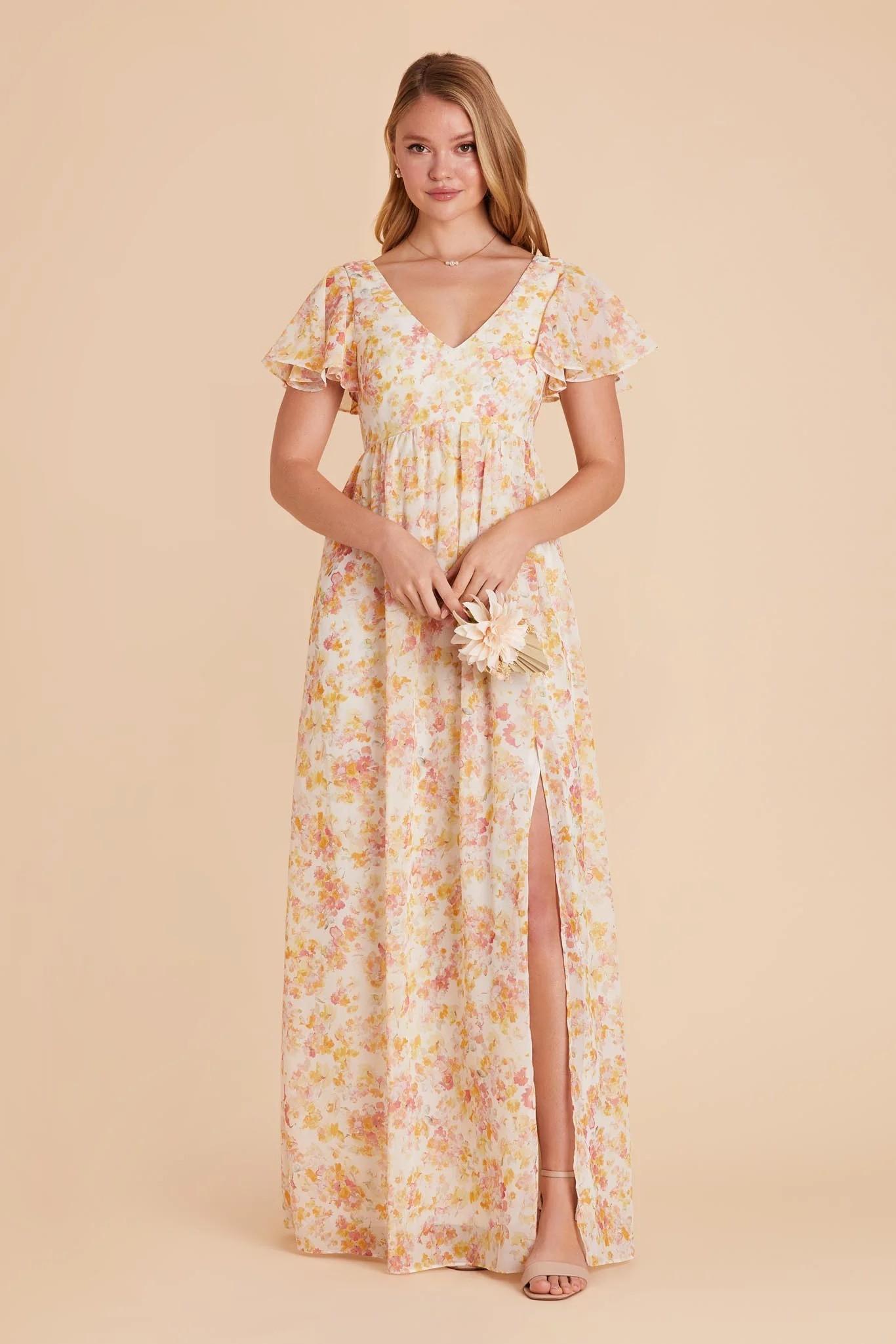 Hannah Chiffon Dress in Pressed Floral