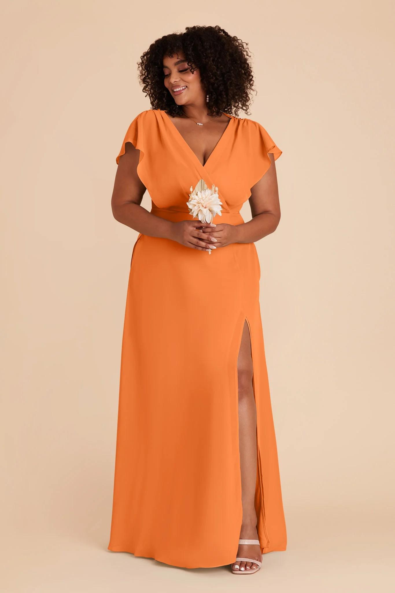 Violet Chiffon Dress in Apricot