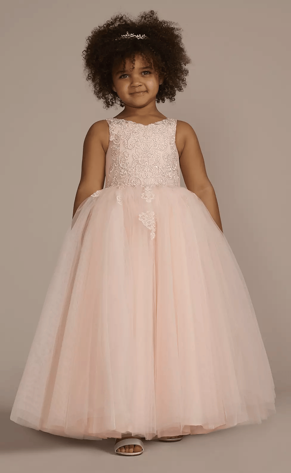 Embellished Lace Applique Flower Girl Dress
