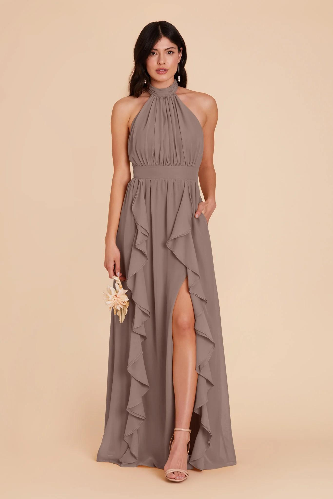 Joyce Chiffon Dress in Toffee