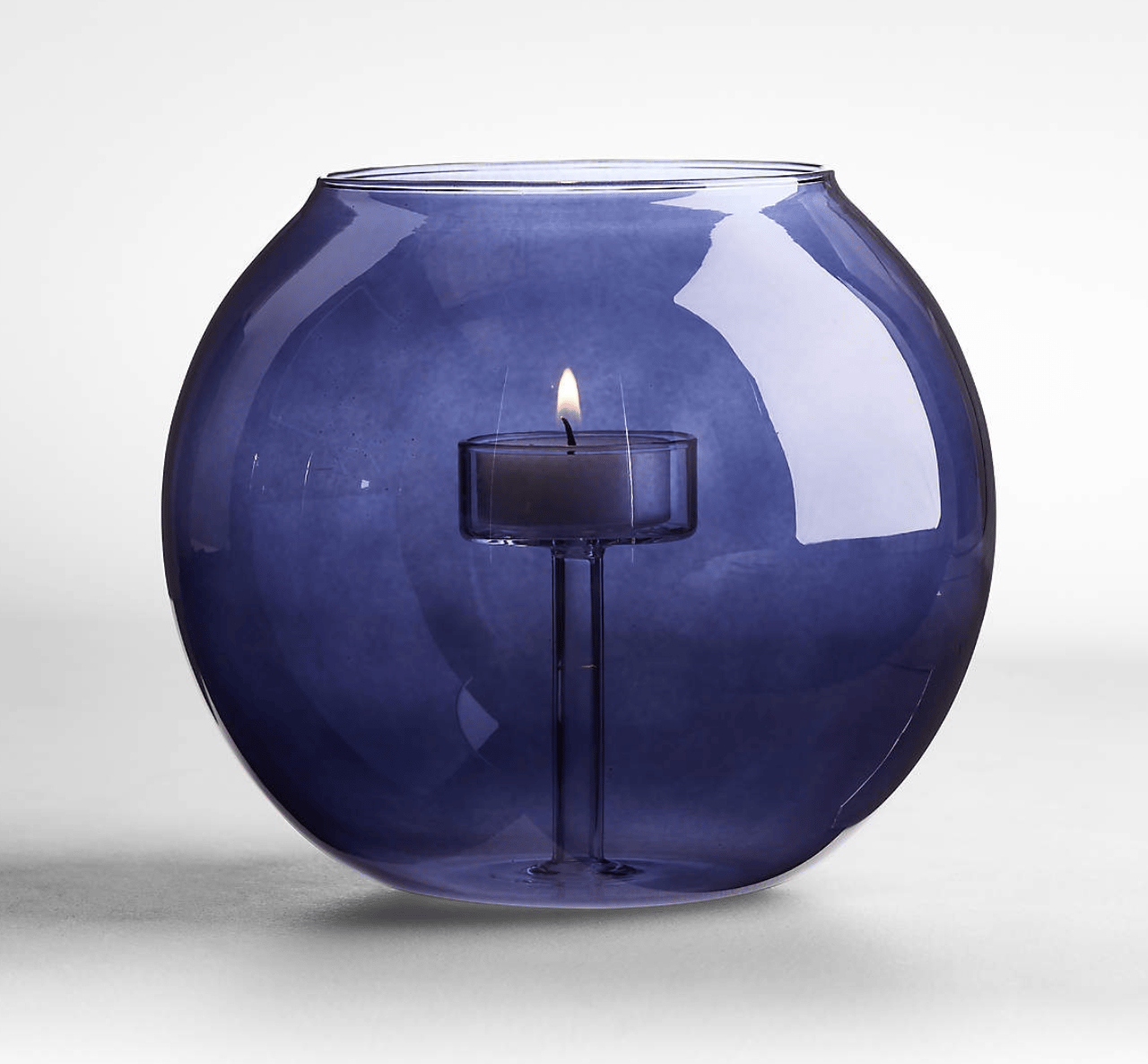 Alina Large Deep Blue Glass Tealight Candle Holder