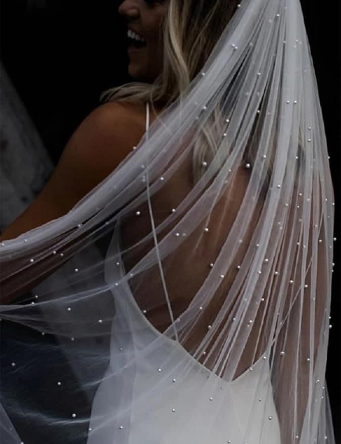 1 Tier Pearl Wedding Bridal Veil