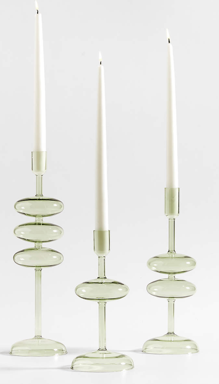 Venezia Medium Smoke Green Glass Taper Candle Holder