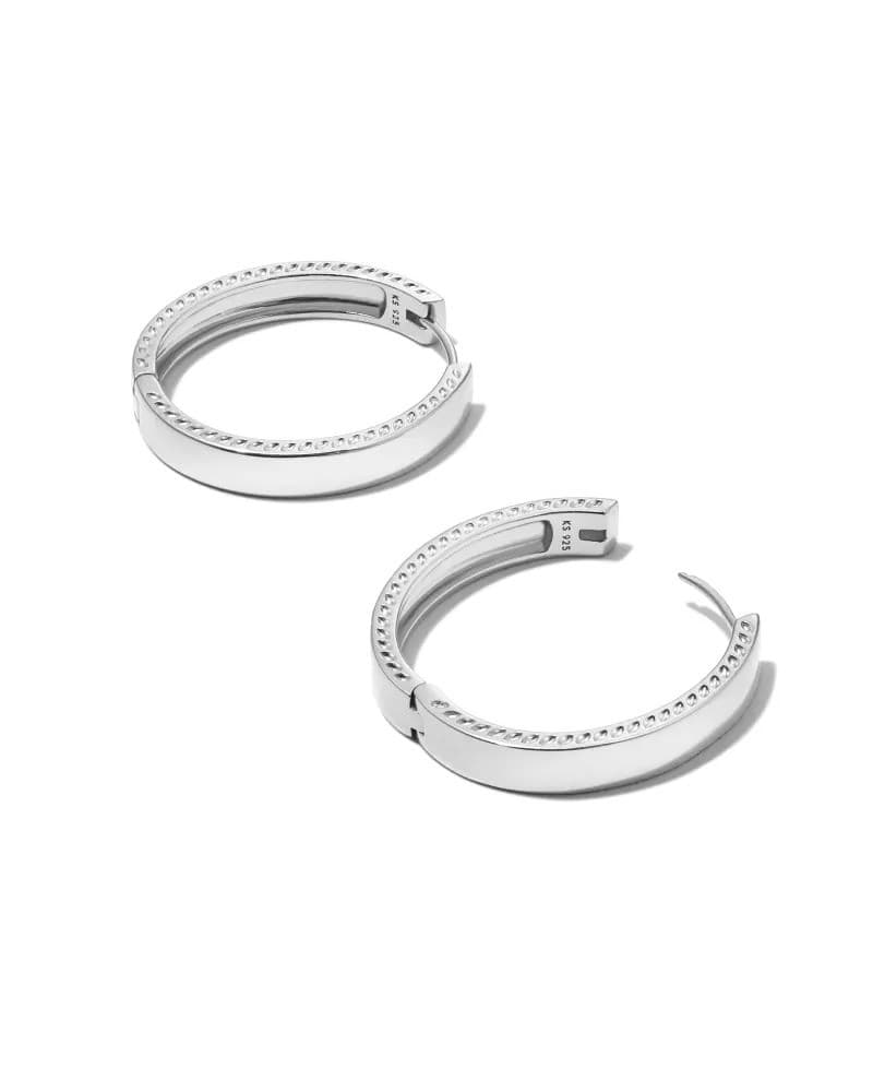 Flat Small Hoop Earrings in Sterling Silver