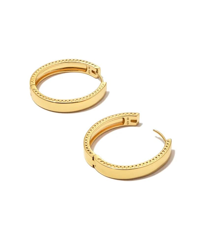Flat Small Hoop Earrings in Yellow Gold
