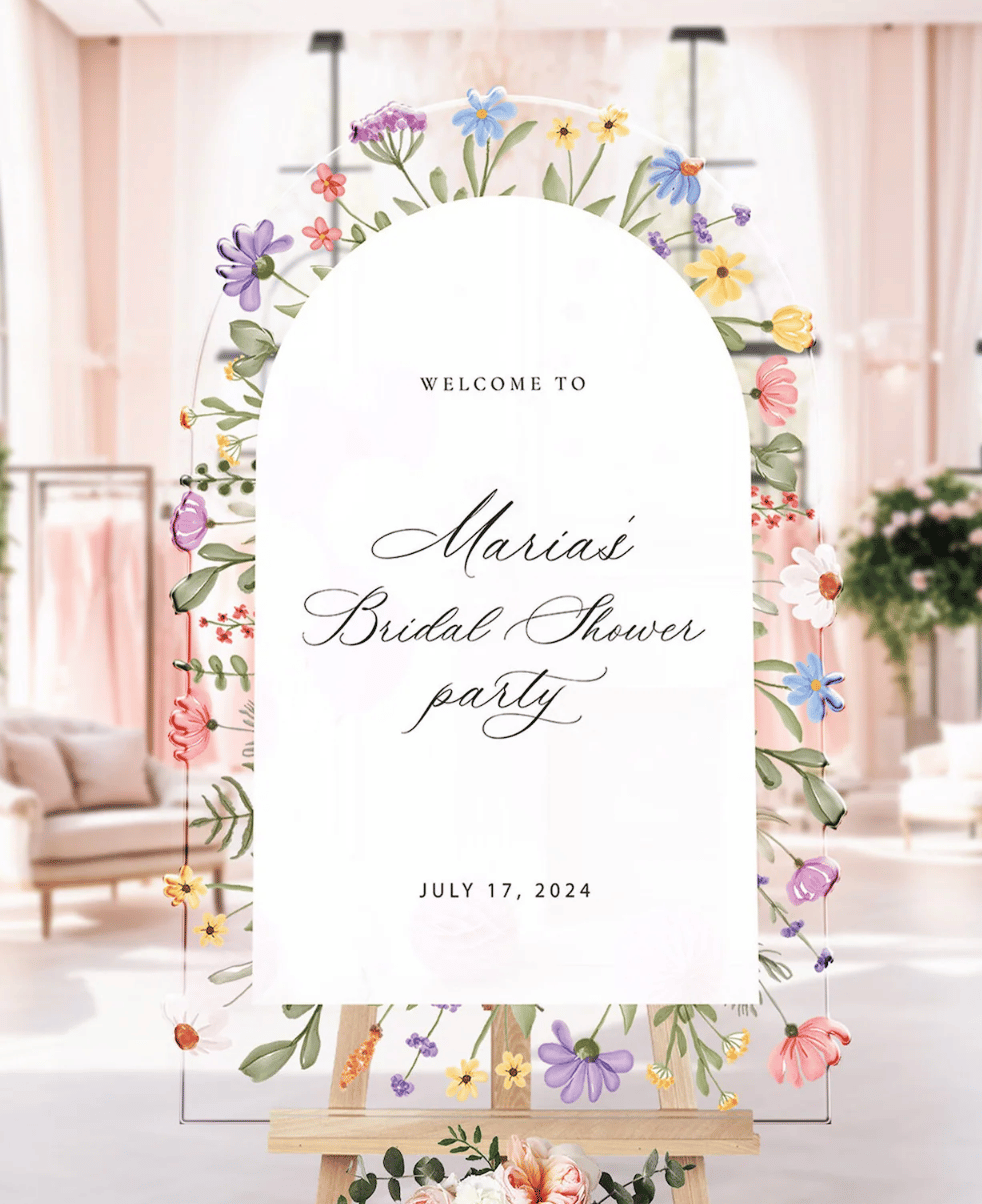 Wildflower Acrylic Bridal Shower Sign