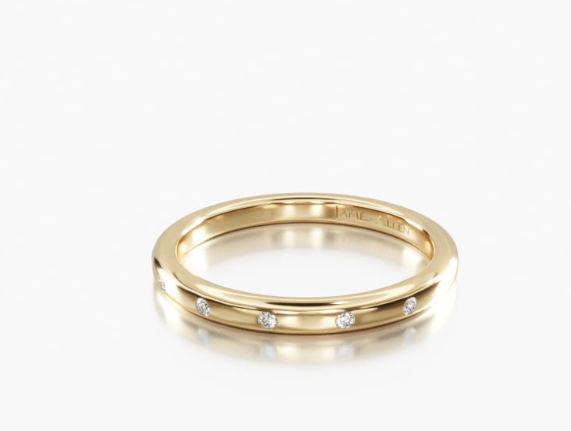 14K Yellow Gold Sleek Accent Diamond Ring