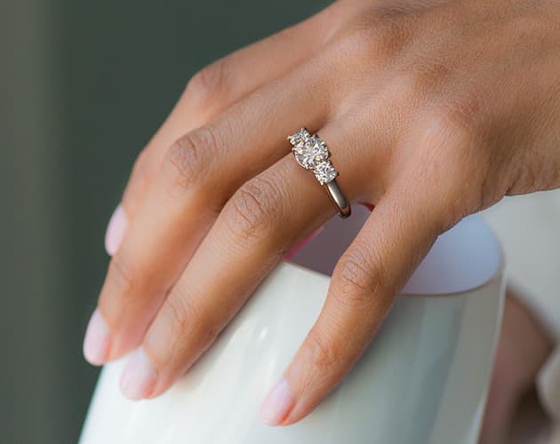 14K White Gold 1.61 Carat Diamond Three Stone Ring