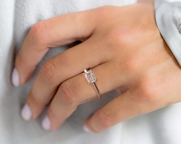 Emerald Cut Diamond East West Engagement Ring