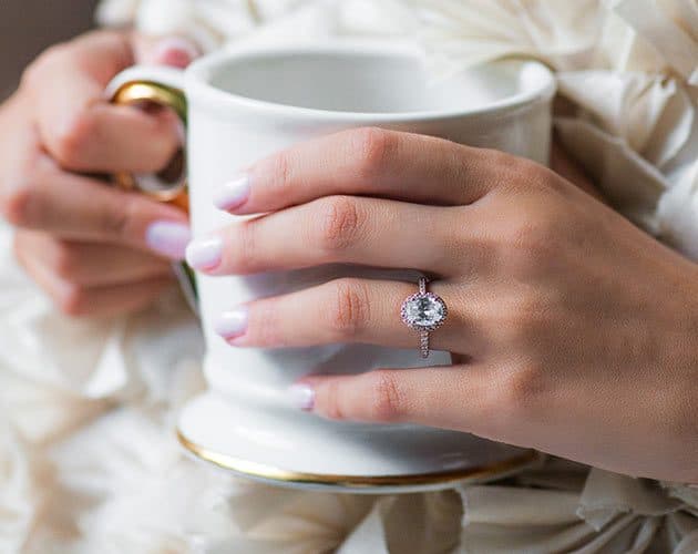 Lab-Created 1.75 Carat Oval Cut Diamond Pavé Halo Diamond Engagement Ring